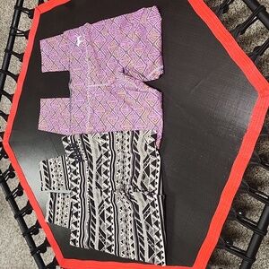 Aztec print womens M Pink Brand leggings. 2 in set #11
